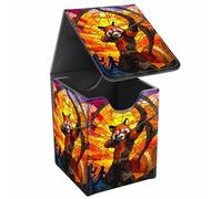 JANENFNA Card Deck Box, Card Storage Box Fits 100+ Single Sleeved Cards, Large Capacity PU Leather Card Storage Box with Strong Magnet for Magic Commander TCG/CCG, Fox Hunter