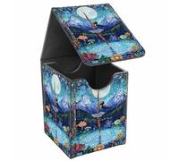 JANENFNA Card Deck Box, Card Storage Box Fits 100+ Single Sleeved Cards, Large Capacity PU Leather Card Storage Box with Strong Magnet for Magic Commander TCG/CCG, Mandala Moonlight Mystery