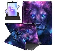 JANENFNA Case for 6.8" Amazon Kindle Paperwhite 11th Generation 2021 and Kindle Paperwhite 2021 Signature Edition, 360 Degree Rotating Swivel Stand Case with Auto Sleep/Wake,Cosmic Purple Lion