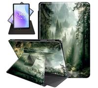 JANENFNA Case for 6.8" Amazon Kindle Paperwhite 11th Generation 2021 and Kindle Paperwhite 2021 Signature Edition, 360 Degree Rotating Swivel Stand Case with Auto Sleep/Wake,Misty Forest Stream