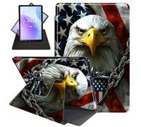 JANENFNA Case for 6.8" Amazon Kindle Paperwhite 11th Generation 2021 and Kindle Paperwhite 2021 Signature Edition, 360 Degree Rotating Swivel Stand Case with Auto Sleep/Wake,Eagle with US Flag