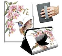 JANENFNA Case for 6" Basic Kindle (11th Gen, 2022/2024 Release) - Slim Smart Cover with Hand Strap & Auto Wake/Sleep, Hummingbird & Orchids