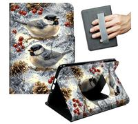 JANENFNA Case for 6" Basic Kindle (11th Gen, 2022/2024 Release) - Slim Smart Cover with Hand Strap & Auto Wake/Sleep, Chickadees Berries