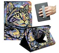 JANENFNA Case for 6" Basic Kindle (11th Gen, 2022/2024 Release) - Slim Smart Cover with Hand Strap & Auto Wake/Sleep, Space Cat in Starry Sky