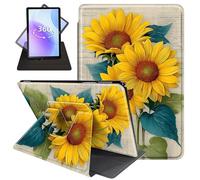 JANENFNA Case for All-New 6" Basic Amazon Kindle 11th Generation (2022 Release), 360 Degree Rotating Swivel Stand PU Leather Case with Auto Sleep/Wake,Blueprint Sunflowers