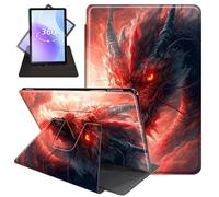 JANENFNA Case for All-New 6" Basic Amazon Kindle 11th Generation (2022 Release), 360 Degree Rotating Swivel Stand PU Leather Case with Auto Sleep/Wake,Fiery Red Eastern Dragon