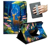 JANENFNA Case for Amazon Fire 7 Tablet (5th/7th/9th Gen, 2015/2017/2019 Release) - Slim Smart Cover with Hand Strap & Auto Wake/Sleep, Fantasy Forest Deer