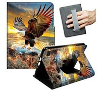 JANENFNA Case for Amazon Fire 7 Tablet (5th/7th/9th Gen, 2015/2017/2019 Release) - Slim Smart Cover with Hand Strap & Auto Wake/Sleep, Eagle Sunset Ocean Wave
