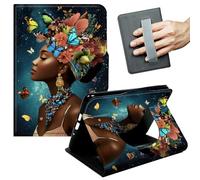 JANENFNA Case for Amazon Fire HD 10 Tablet (10.1", 5th/7th/9th Gen, 2015/2017/2019 Release) - Slim Smart Cover with Hand Strap & Auto Wake/Sleep, Flower Crown Woman