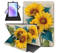 JANENFNA Case for Amazon Fire HD 8 & 8 Plus Tablet 12th/10th Generation 2024/2022/2020 Release, 360 Degree Rotating Swivel Stand PU Leather Case with Auto Sleep/Wake,Blueprint Sunflowers
