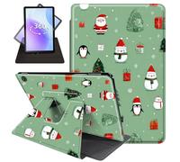 JANENFNA Case for Amazon Fire HD 8 & 8 Plus Tablet 12th/10th Generation 2024/2022/2020 Release, 360 Degree Rotating Swivel Stand PU Leather Case with Auto Sleep/Wake,Santa & Snowman Christmas