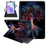 JANENFNA Case for Amazon Fire HD 8 & 8 Plus Tablet 12th/10th Generation 2024/2022/2020 Release, 360 Degree Rotating Swivel Stand PU Leather Case with Auto Sleep/Wake,Glowing Cosmic Tree