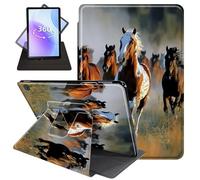 JANENFNA Case for Amazon Fire HD 8 & 8 Plus Tablet 12th/10th Generation 2024/2022/2020 Release, 360 Degree Rotating Swivel Stand PU Leather Case with Auto Sleep/Wake,Wild Running Horses