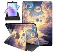 JANENFNA Case for Amazon Fire HD 8 & 8 Plus Tablet 12th/10th Generation 2024/2022/2020 Release, 360 Degree Rotating Swivel Stand PU Leather Case with Auto Sleep/Wake,Cosmic Planets Scene