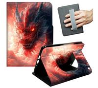 JANENFNA Case for Amazon Fire HD 8/HD 8 Plus (12th/10th Gen, 2024/2022/2020 Release), Slim Smart Cover with Hand Strap & Auto Wake/Sleep, Fiery Red Eastern Dragon