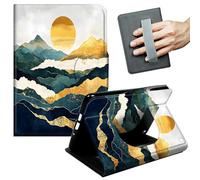 JANENFNA Case for Amazon Fire Max 11 Tablet (13th Gen, 2023 Release) - Slim Smart Cover with Hand Strap & Auto Wake/Sleep, Golden Mountain Sun