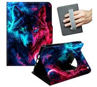 JANENFNA Case for Amazon Fire Max 11 Tablet (13th Gen, 2023 Release) - Slim Smart Cover with Hand Strap & Auto Wake/Sleep, Cute Wolf Head