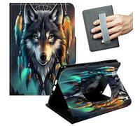 JANENFNA Case for Amazon Fire Max 11 Tablet (13th Gen, 2023 Release) - Slim Smart Cover with Hand Strap & Auto Wake/Sleep, Dreamcatcher Wolf