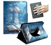 JANENFNA Case for Amazon Kindle Fire HD 8 (8th/7th/6th Gen, 2018/2017/2016 Release), Slim Smart Cover with Hand Strap & Auto Wake/Sleep, Holy Cross with Bible