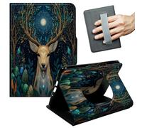 JANENFNA Case for Amazon Kindle Fire HD 8 (8th/7th/6th Gen, 2018/2017/2016 Release), Slim Smart Cover with Hand Strap & Auto Wake/Sleep, Mystical Deer Crystal