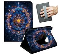 JANENFNA Case for Amazon Kindle Fire HD 8 (8th/7th/6th Gen, 2018/2017/2016 Release), Slim Smart Cover with Hand Strap & Auto Wake/Sleep, Blue Space Mandala
