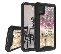 JANENFNA Case for Cricket TCL ION Z, Double-Layer Heavy-Duty Shockproof Case for Women Man, Impact Resist Durable Phone Case for TCL ION Z 2022 5.5", Glitter Proverbs