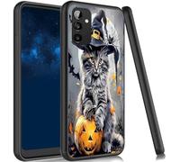 JANENFNA Case for Galaxy A04S, Slim Shock Proof TPU Cover Soft Flexible Rubber Lightweight Protective Phone Case for Samsung Galaxy A04S,Halloween Witch Cat