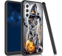 JANENFNA Case for Galaxy S24 FE, Slim Shock Proof TPU Cover Soft Flexible Rubber Lightweight Protective Phone Case for Samsung Galaxy S24 FE,Halloween Witch Cat