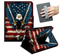 JANENFNA Case for iPad Air 3 (2019) & iPad Pro 10.5 (2017) & iPad 10.2" (7th/8th/9th Gen 2019-2021) - Slim Smart Cover with Hand Strap & Auto Wake/Sleep, Eagle with Swords