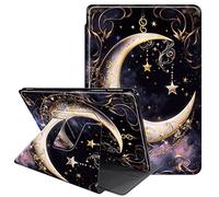 JANENFNA Case for iPad Pro 11 inch 4th/3rd/2nd Generation 2022/2021/2020, 360 Degree Rotating Swivel Stand PU Leather Case for iPad Air 5th/4th Gen 10.9'' 2022/2020, Crescent Stars in Sky