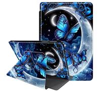 JANENFNA Case for iPad Pro 11 inch 4th/3rd/2nd Generation 2022/2021/2020, 360 Degree Rotating Swivel Stand PU Leather Case for iPad Air 5th/4th Gen 10.9'' 2022/2020, Blue Moon Butterflies