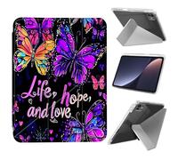 JANENFNA Case for iPad Pro 13 inch M4 2024 with Pencil Holder, Ultra Thin Lightweight Y-Shaped Stand Cover Auto Wake/Sleep,Butterfly Life Hope Love
