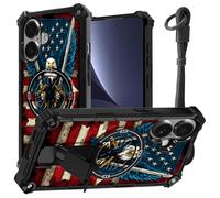 JANENFNA case for iPhone 17 Phone,Double Layer Protective case Anti-Drop and Anti-Scratch,2025 New with Folding Stand for Men Women Girls for iPhone 17 6.3",Eagle & Swords