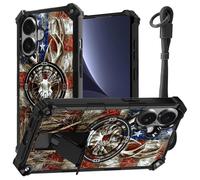 JANENFNA case for iPhone 17 Phone,Double Layer Protective case Anti-Drop and Anti-Scratch,2025 New with Folding Stand for Men Women Girls for iPhone 17 6.3",Deer Skull & Flag