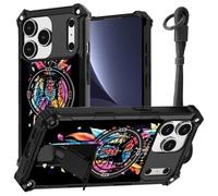 JANENFNA case for iPhone 17 Pro Max Phone,Double Layer Protective case Anti-Drop and Anti-Scratch,2025 New with Folding Stand for Men Women Girls for iPhone 17 Pro Max 6.9",Colorful Wind Chime