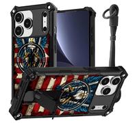 JANENFNA case for iPhone 17 Pro Max Phone,Double Layer Protective case Anti-Drop and Anti-Scratch,2025 New with Folding Stand for Men Women Girls for iPhone 17 Pro Max 6.9",Eagle & Swords