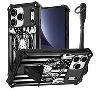 JANENFNA case for iPhone 17 Pro Max Phone,Double Layer Protective case Anti-Drop and Anti-Scratch,2025 New with Folding Stand for Men Women Girls for iPhone 17 Pro Max 6.9",Deer Skull US Flag