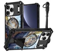 JANENFNA case for iPhone 17 Pro Phone,Double Layer Protective case Anti-Drop and Anti-Scratch,2025 New with Folding Stand for Men Women Girls for iPhone 17 Pro 6.3",Wolf on Rock