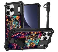 JANENFNA case for iPhone 17 Pro Phone,Double Layer Protective case Anti-Drop and Anti-Scratch,2025 New with Folding Stand for Men Women Girls for iPhone 17 Pro 6.3",Magical Mushroom Path