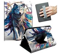 JANENFNA Case for Kindle (10th Gen, 2019 Release) - Slim Smart Cover with Hand Strap & Auto Wake/Sleep, Dreamcatcher Feather Wolf