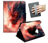 JANENFNA Case for Kindle Paperwhite (11th Gen, 2021 Release) - Slim Smart Cover with Hand Strap & Auto Wake/Sleep, Fiery Red Eastern Dragon