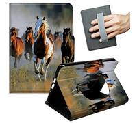 JANENFNA Case for Kindle Paperwhite (11th Gen, 2021 Release) - Slim Smart Cover with Hand Strap & Auto Wake/Sleep, Wild Running Horses