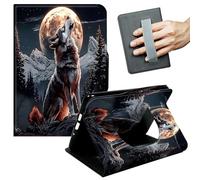 JANENFNA Case for Kindle Scribe (10.2", 1st Gen, 2022/2024 Release) - Slim Smart Cover with Hand Strap & Auto Wake/Sleep, Moon Wolf