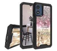 JANENFNA Case for Motorola Moto G Play 2024, Double-Layer Heavy-Duty Shockproof Case for Women Man, Impact Resist Durable Phone Case for Moto G Play 4G 2024, Glitter Proverbs