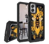 JANENFNA Case for Motorola Moto G Power 5G 2024, Double-Layer Heavy-Duty Shockproof Case for Women Man, Impact Resist Durable Phone Case for Moto G Power 5G 2024, Bee Yellow Flower