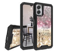 JANENFNA Case for Motorola Moto G Power 5G 2024, Double-Layer Heavy-Duty Shockproof Case for Women Man, Impact Resist Durable Phone Case for Moto G Power 5G 2024, Glitter Proverbs