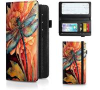 JANENFNA Checkbook Cover for Personal Checkbook, Leather Checkbook Holder with RFID Blocking Function for Women and Men (with Pen Holder & Elastic Strap), Dragonfly, Classic