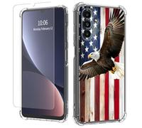 JANENFNA Clear case for Galaxy A13/A04S,[Anti-Yellowing][Drop Protection] Women Girls Man Soft Transparent TPU Scratch-Resistant Shockproof for Galaxy A13/A04S Phone case,Eagle with US Flag-A