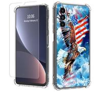 JANENFNA Clear case for Galaxy A13/A04S,[Anti-Yellowing][Drop Protection] Women Girls Man Soft Transparent TPU Scratch-Resistant Shockproof for Galaxy A13/A04S Phone case,Soaring Eagle Flag