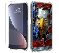 JANENFNA Clear case for Galaxy A13/A04S,[Anti-Yellowing][Drop Protection] Women Girls Man Soft Transparent TPU Scratch-Resistant Shockproof for Galaxy A13/A04S Phone case,Eagle Flag Tear